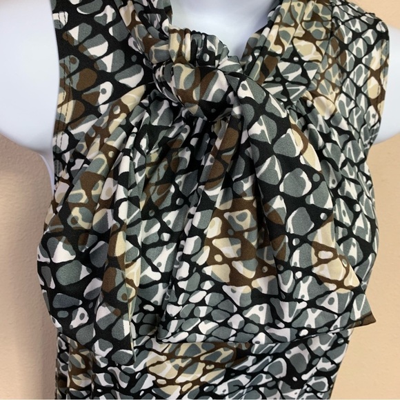 Small Snakeskin Print Bow Neckline Blouse Sleeveless Stretch 4 6 - Picture 4 of 9